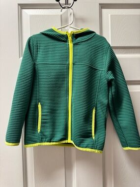 Crewcuts Teal Hooded Jacket with Neon Yellow Trim